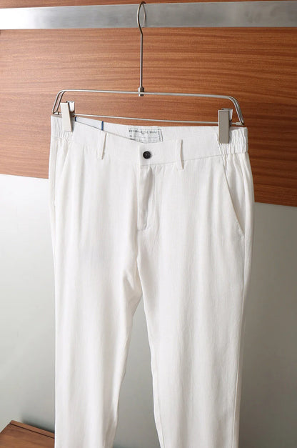 Italian BC vintage style minimalist 25 summer small straight fit business casual linen trousers