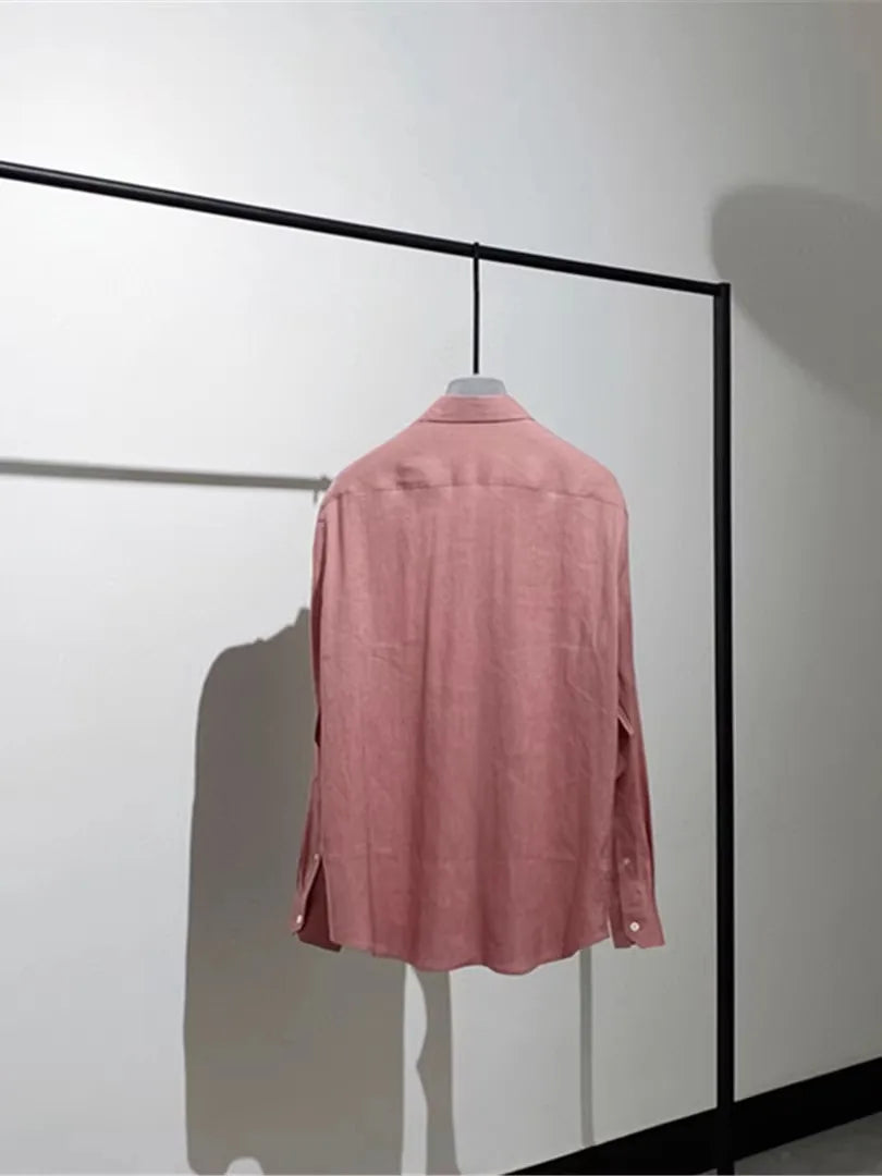 [Pendant elegant temperament] Light luxury Italian versatile, linen Tencel loose business casual long-sleeved shirt