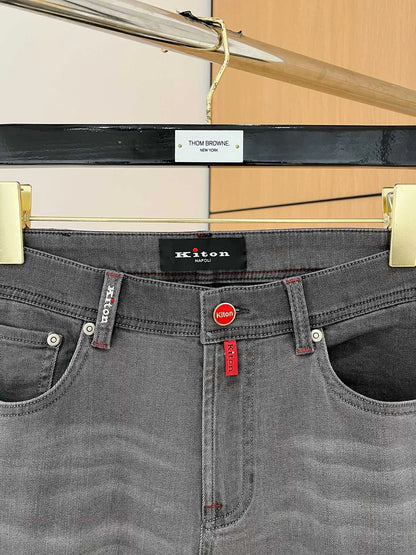 25 spring and summer new Italian kiton chiton solid color fashionable versatile slim-fitting small feet men's casual jeans