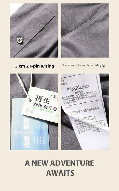 ZZ Italian Luxury, Spring and Autumn Business Casual Long Sleeve Shirt Men's Easy Care Bottom Shirt